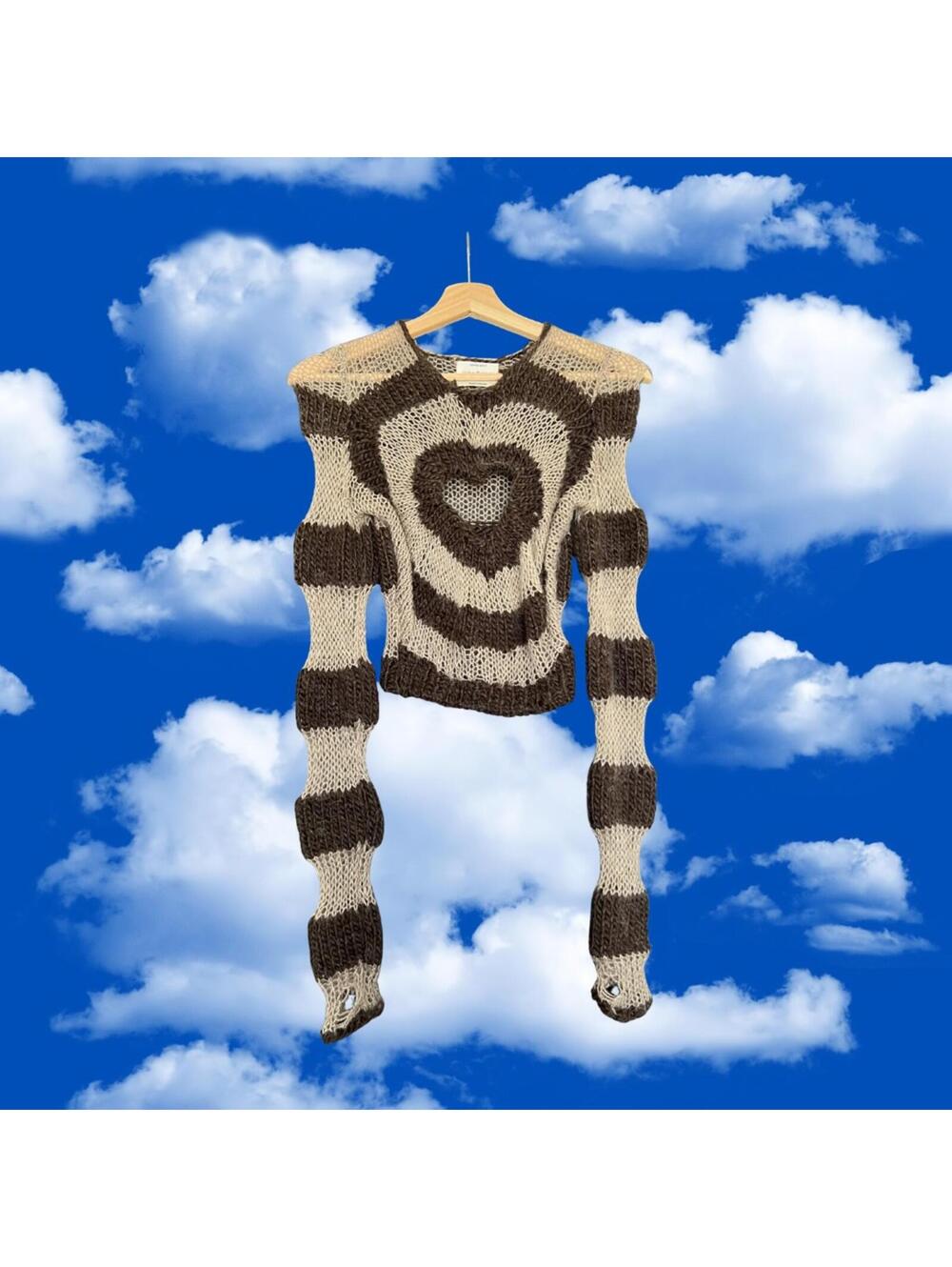 Lirika Matoshi Radiant Heart Hand Knit Brown Sweater Size XS NWOT MSRP $410